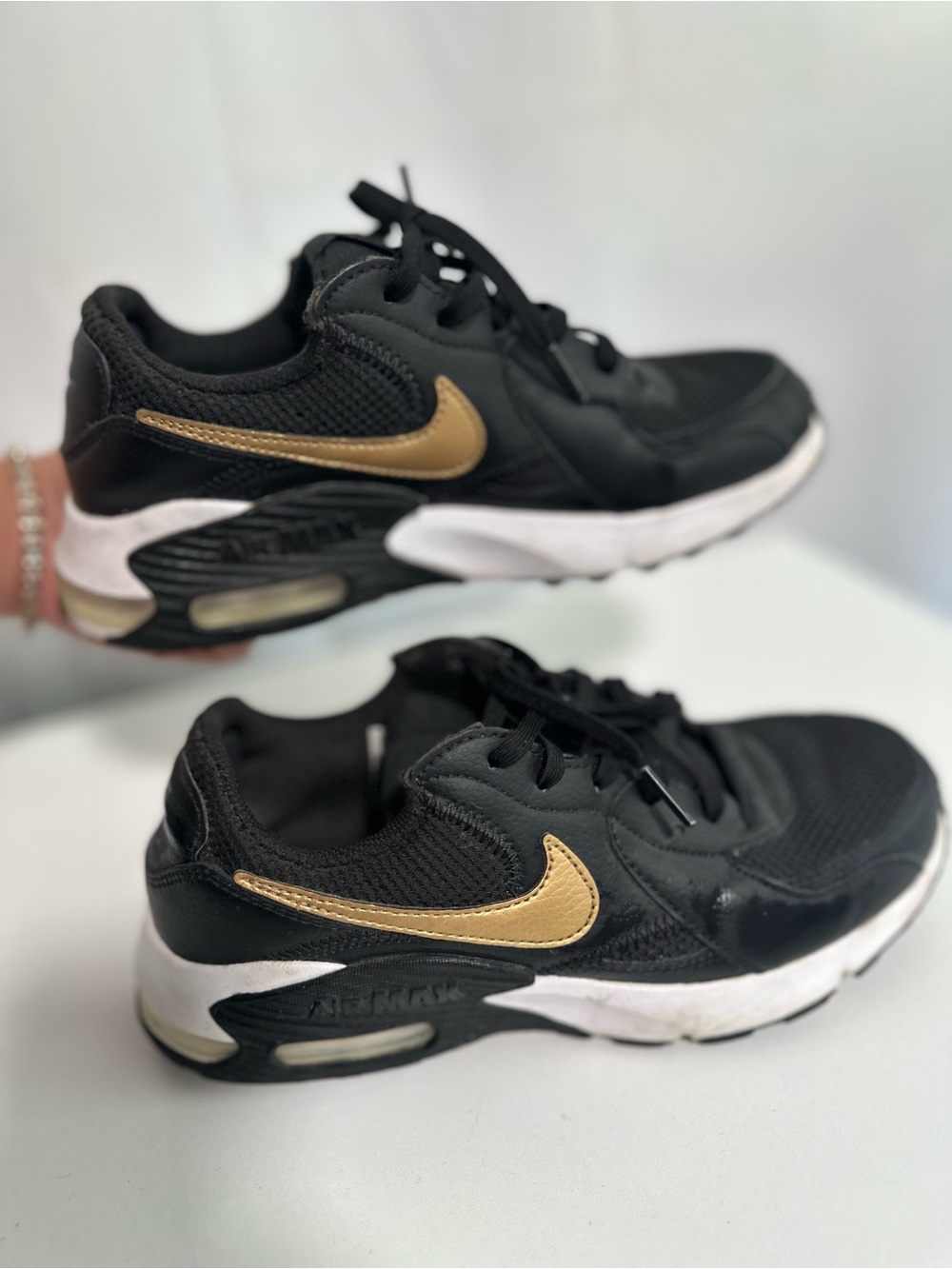 Nike Black and Gold Air Max Running Shoes